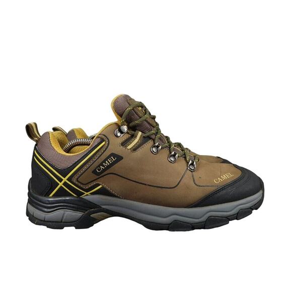 Camel Shoes Mens 9 Hiking Low Leather Boot Outdoor Trekking Active Lace Up Brown - Picture 2 of 14